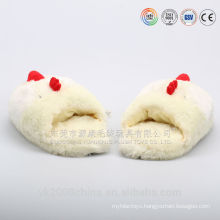 Funny and warm plush animal head chicken slippers
